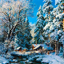 Схема вышивки «Small Forest Village.»