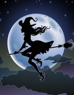 Ведьма в полете - хэллоуин, ночь, луна, колдовство, ведьма, магия - оригинал