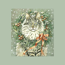 Схема вышивки «Рождественский котик.»
