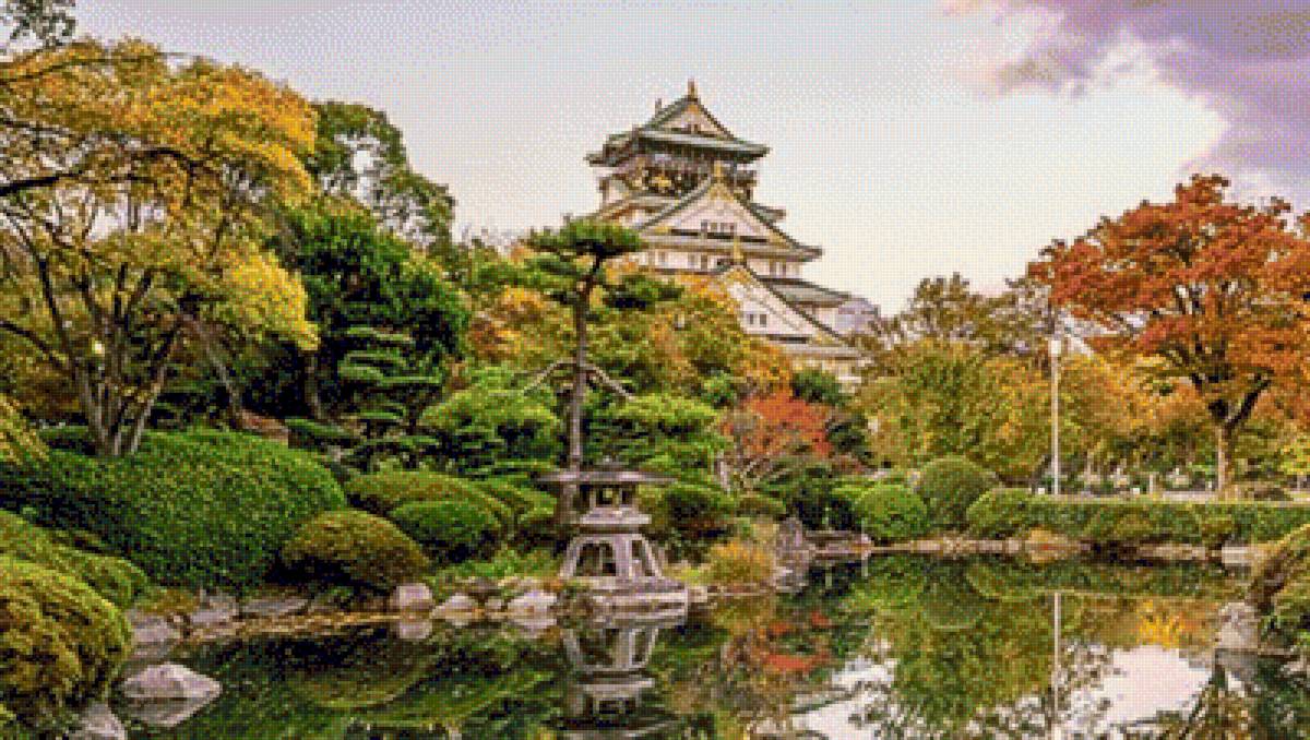 Осака - парк, пейзаж, япония, осень, пруд - предпросмотр