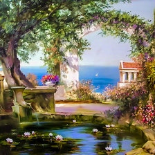 Pond with Water Lilies.