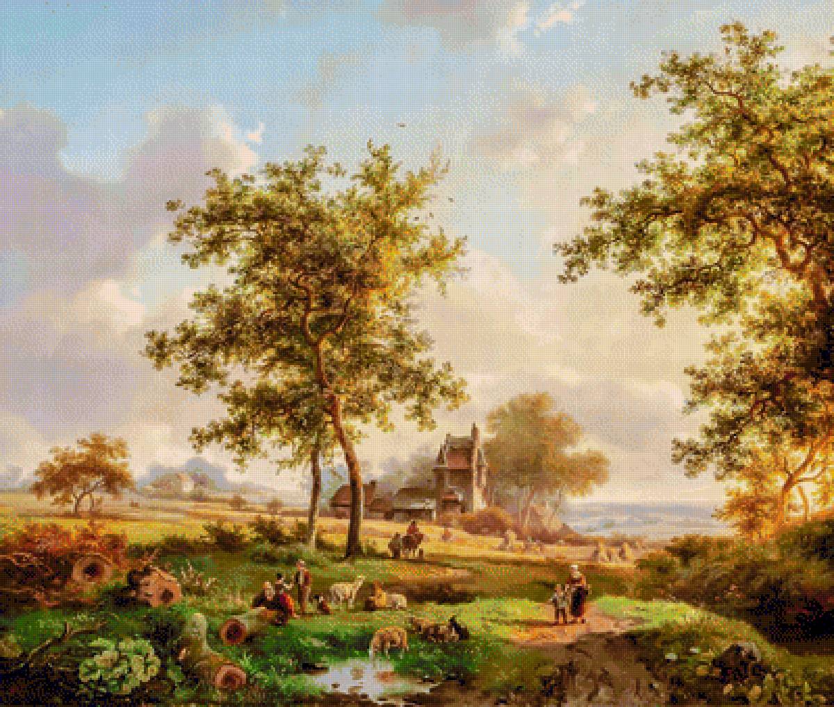 Romantic Landscape. - frederik marianus kruseman painter.landscape.scenarys.people.ani - предпросмотр