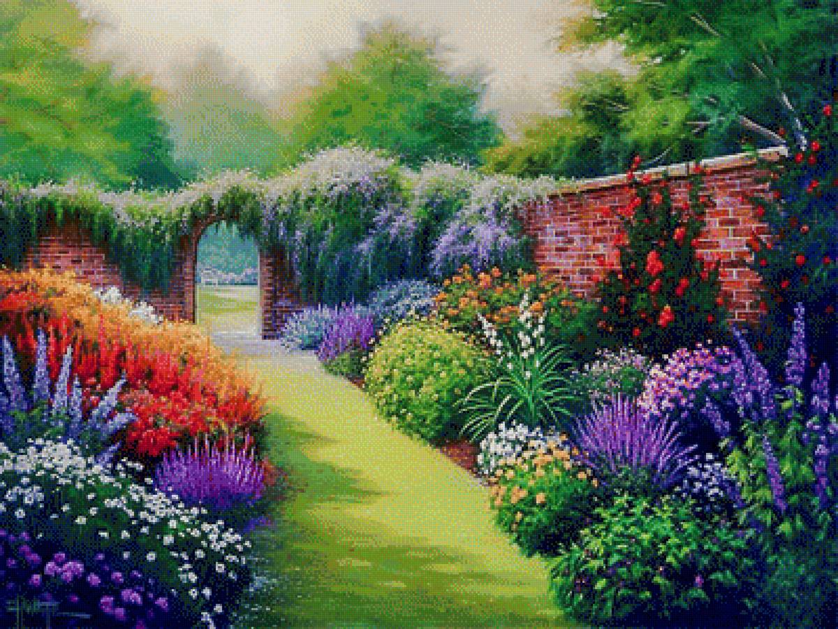 Secret Garden. - thomas kinkade paintings.scenary.flowers and gardens. - предпросмотр