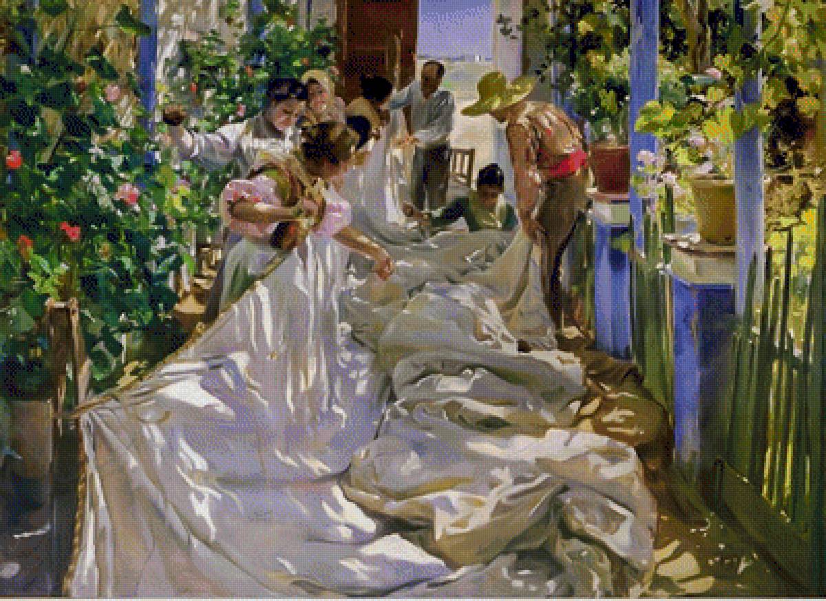 Sewing the Sail. - joaquín sorolla paintings.people. - предпросмотр