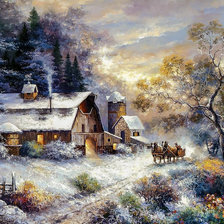 Схема вышивки «Snowy Evening Outing.»