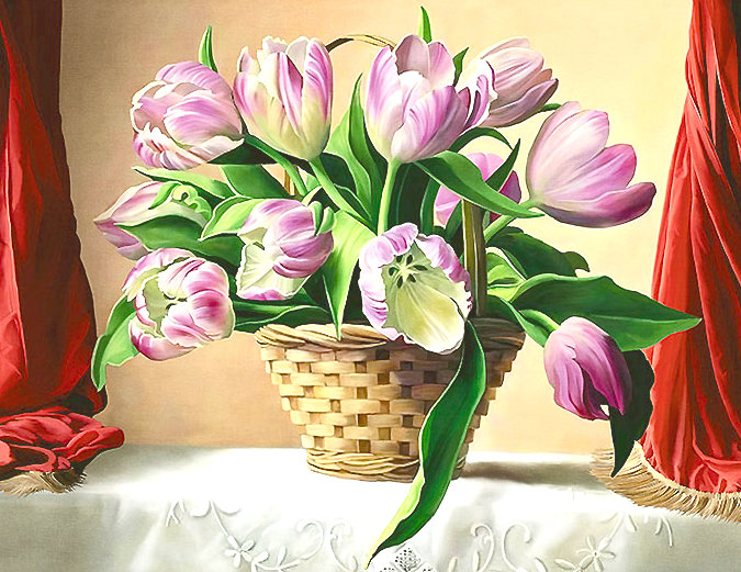 Серия "Букет". Тюльпаны - букет, флора, цветы, тюльпаны - оригинал