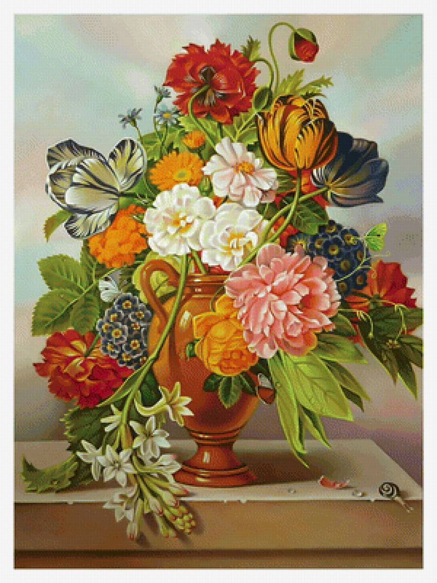 Букет и улитка. - букет, цветы, улитка. - предпросмотр