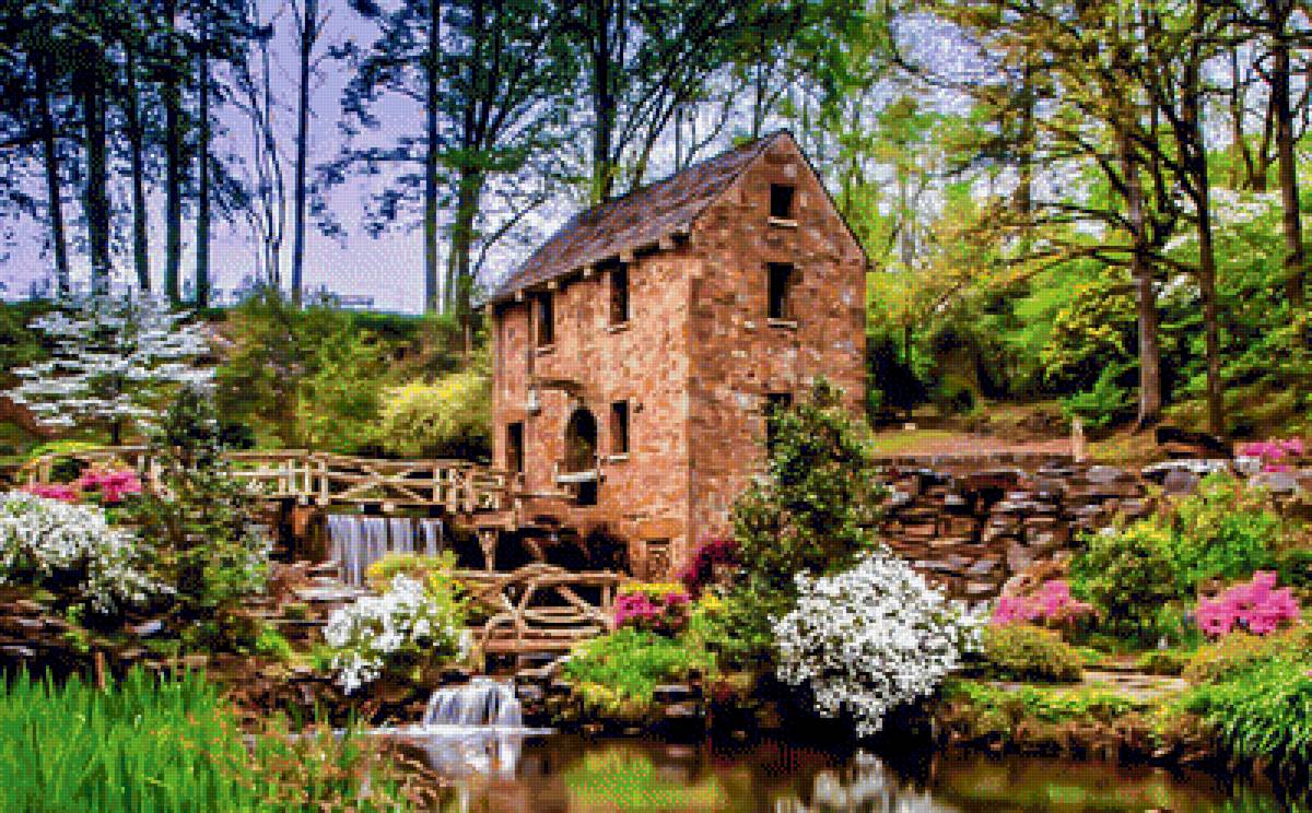 Spring Around the Old Mill. - scenarys.flowers and gardens. - предпросмотр