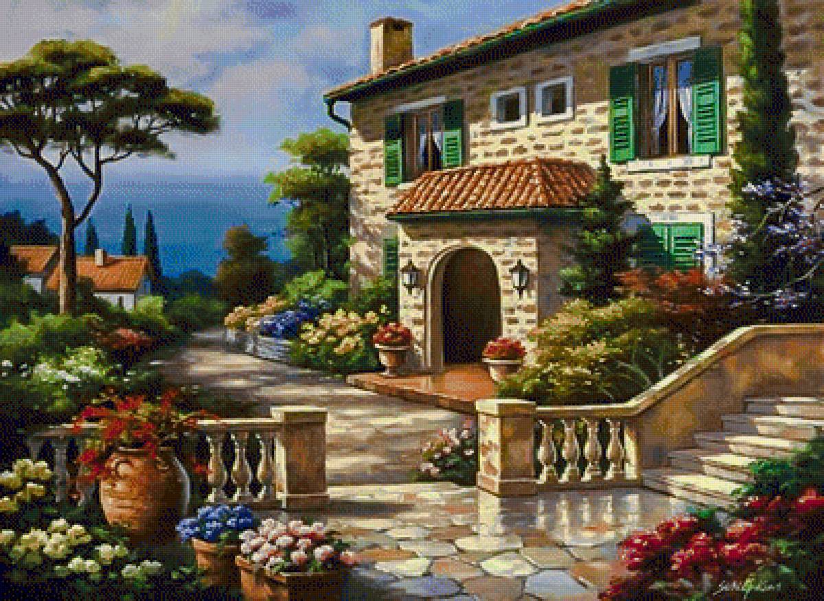 Country House near the Sea. - sung kim art.seascape.flowers and gardens. - предпросмотр