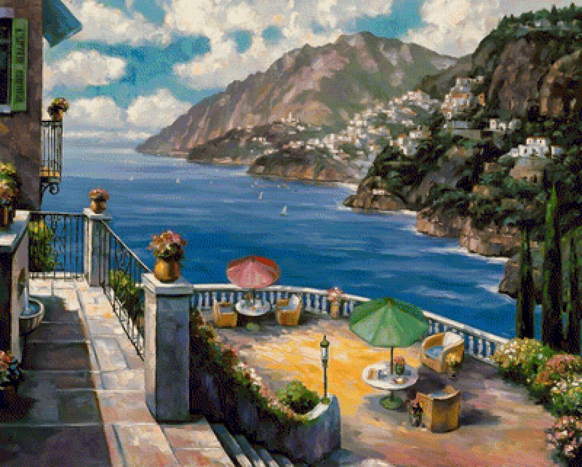 The Amalfi Coast. - john zaccheo paintings.seascapes. - предпросмотр