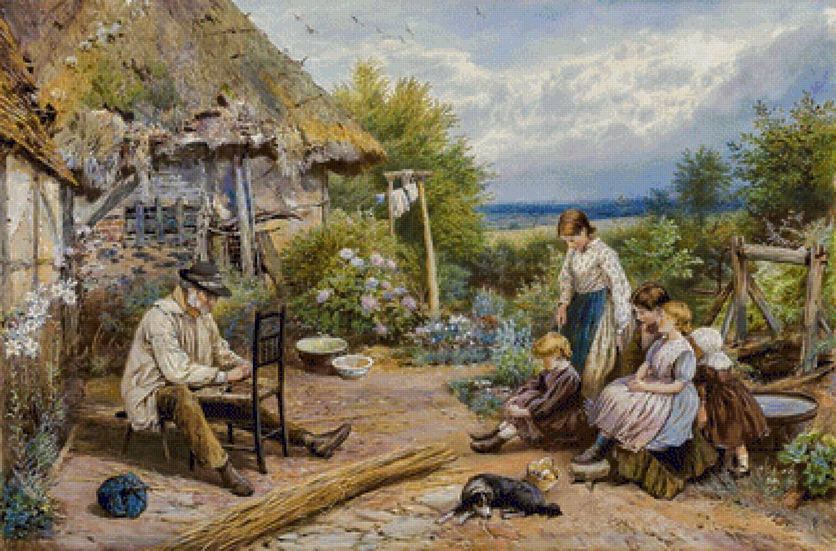 The Old Chairmender. - myles birket foster painter.scenarys.children.people.animals. - предпросмотр