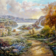 Оригинал схемы вышивки «The Small Waterfall of the Town.» (№1968485)