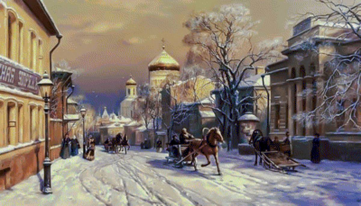 Winter in the City. - mikhail satarov paintings.snowscapes.animals.people. - предпросмотр