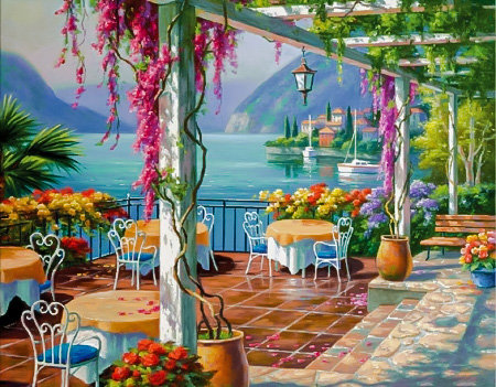 Wisteria Terrace. - sung kim art.scenarys.flowers and gardens. - оригинал