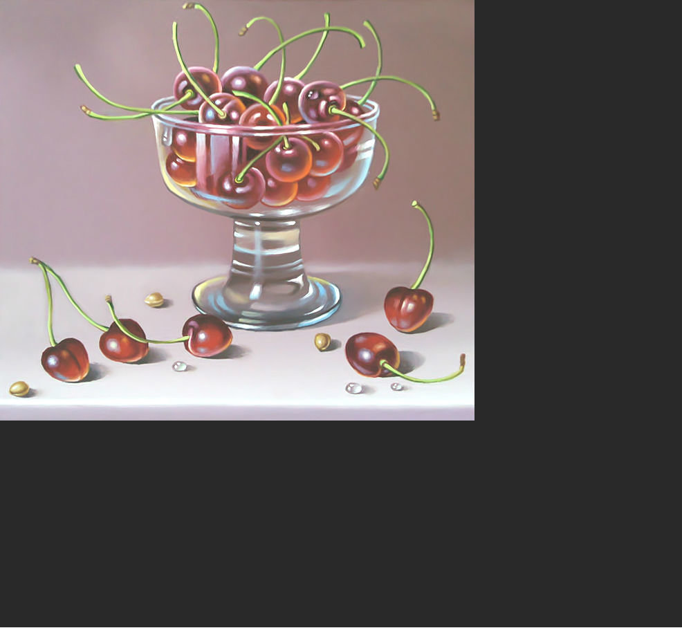 Маленький натюрморт с вишней. - натюрморт, вишня, ягоды - оригинал