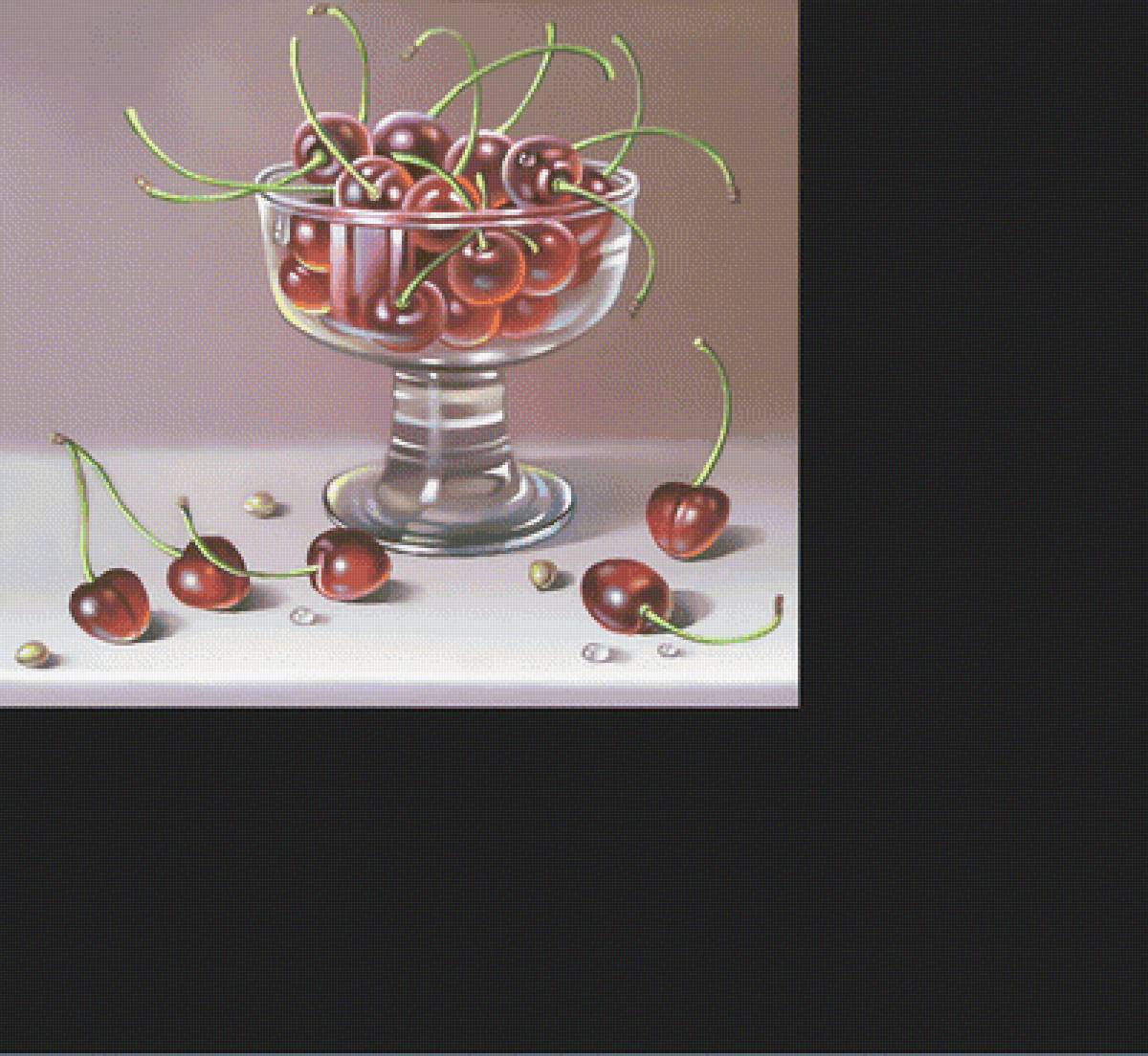 Маленький натюрморт с вишней. - вишня, ягоды, натюрморт - предпросмотр