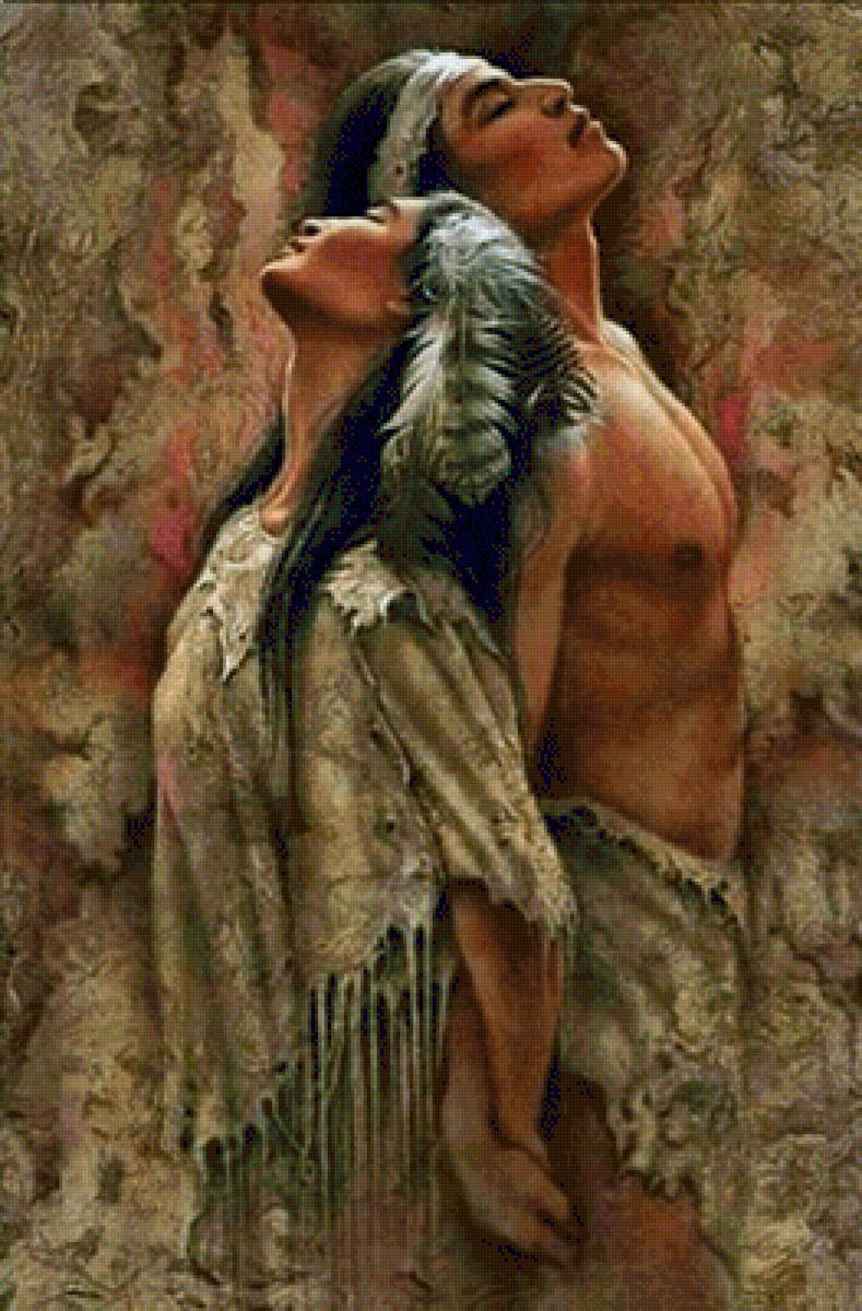 Влюбленные - пара парень идевушка индейцы - предпросмотр