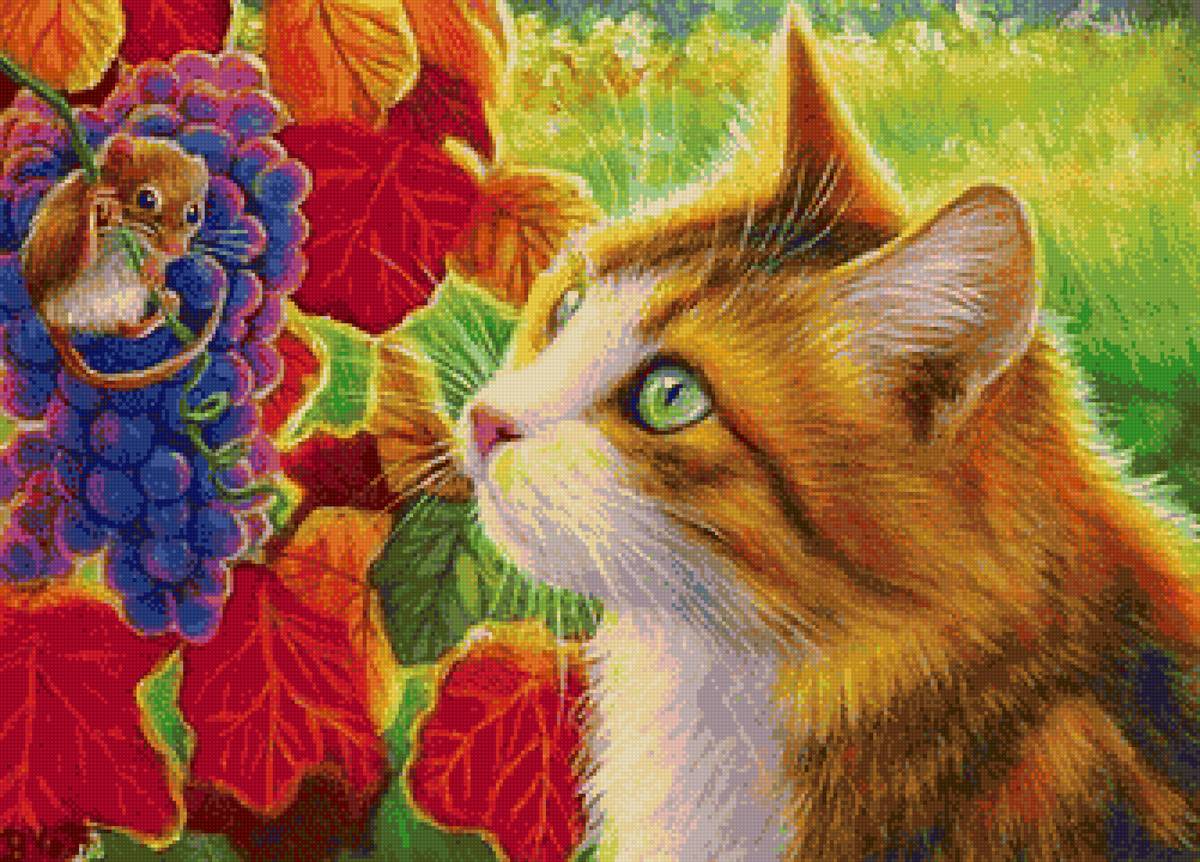 кот и мышь - мышь, кот, виноград - предпросмотр
