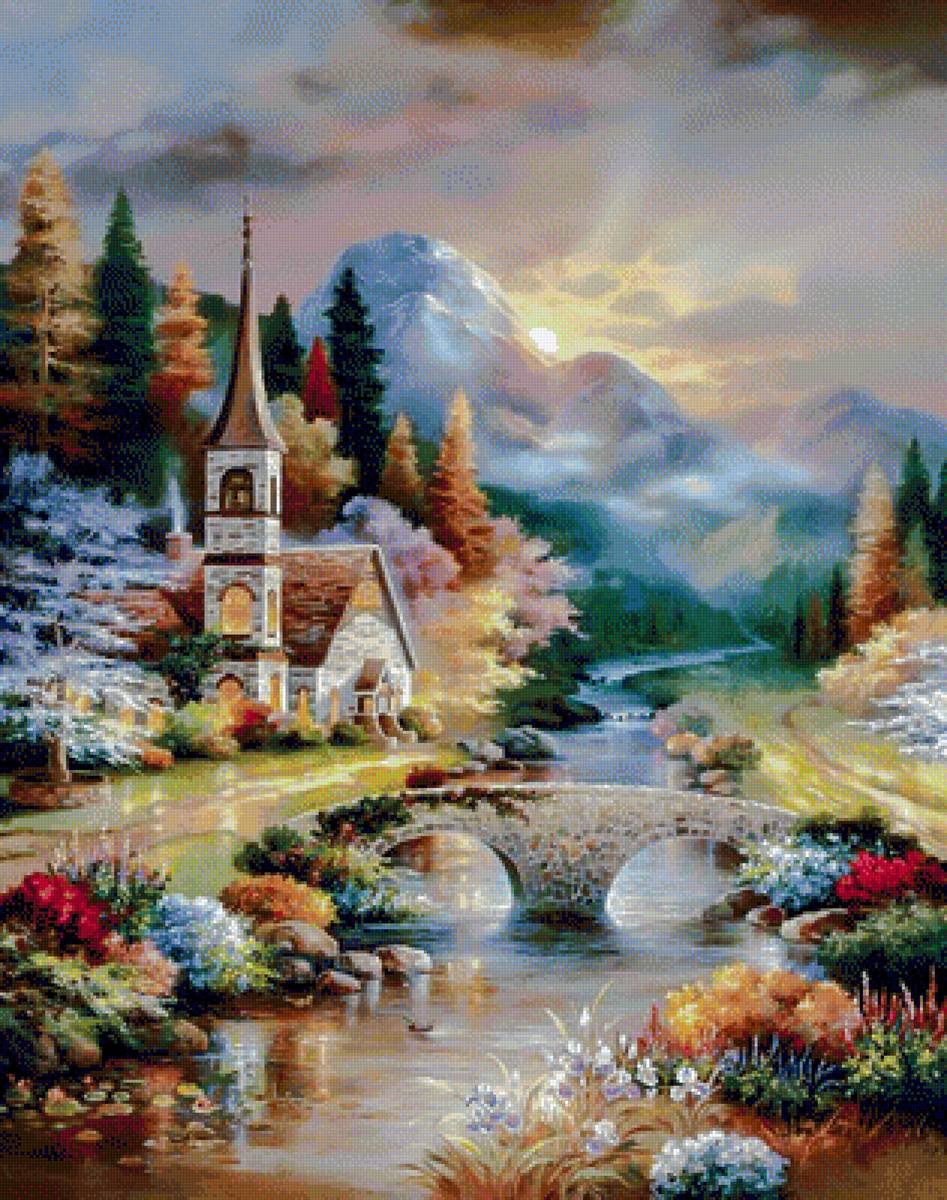 A Country Evening Service. - james lee painter.landscapes.scenarys.flowers and gardens. - предпросмотр
