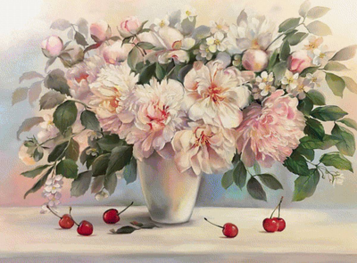 Пионы на окне. - живопись., цветы, натюрморт - предпросмотр