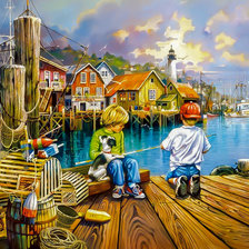 Схема вышивки «At the Dock.»