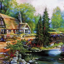 Оригинал схемы вышивки «Beautiful Countryside Cottage.» (№1970854)