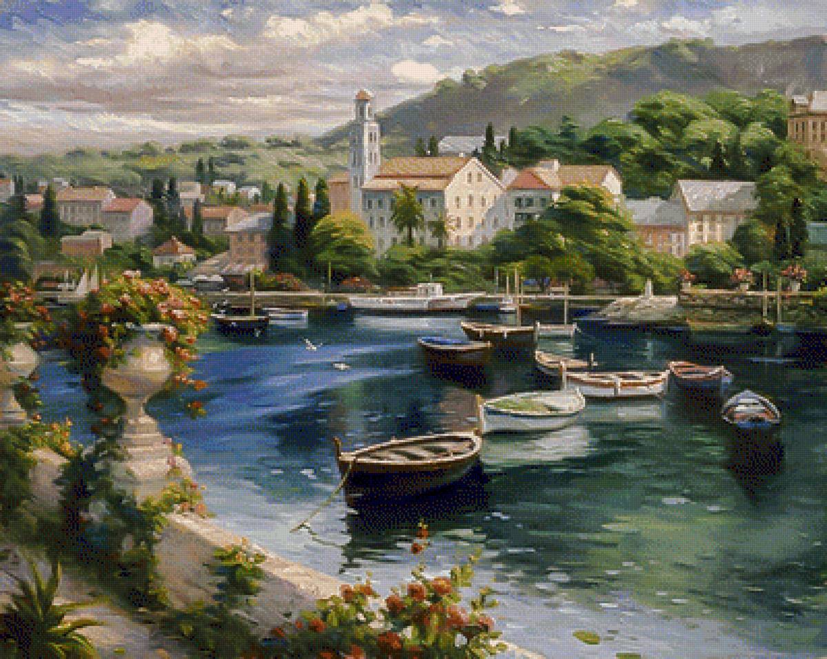 Harbor Boats. - ghambaro paintings. seascapes.flowers and gardens. - предпросмотр