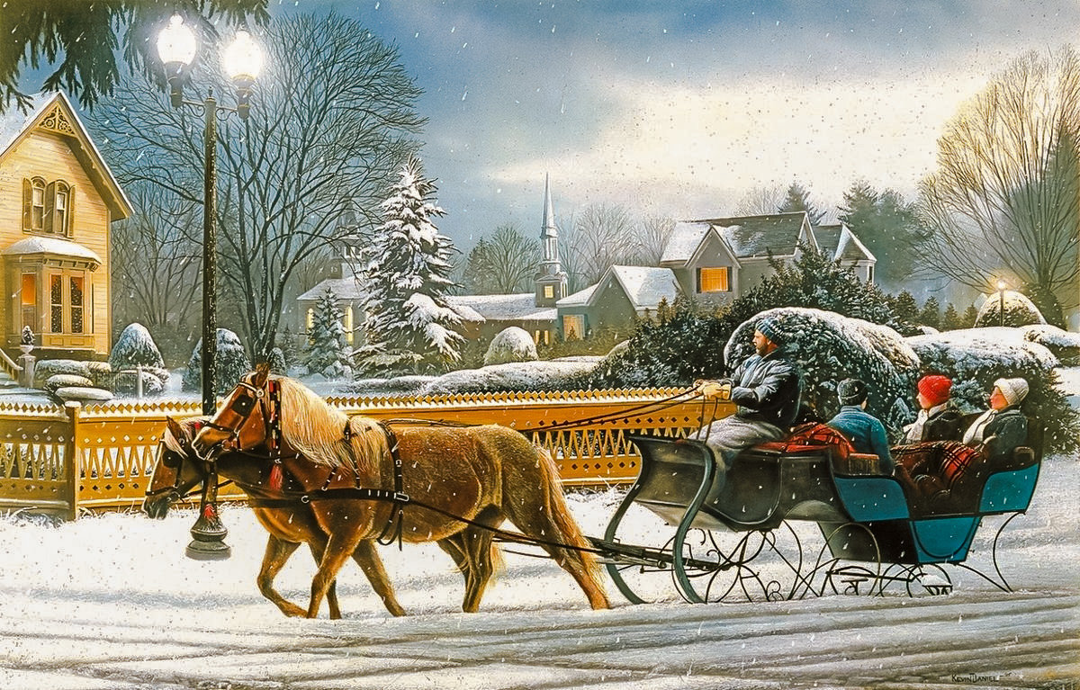 Heavenly Night. - kevin daniel art.snowscenes.people.animals. - оригинал