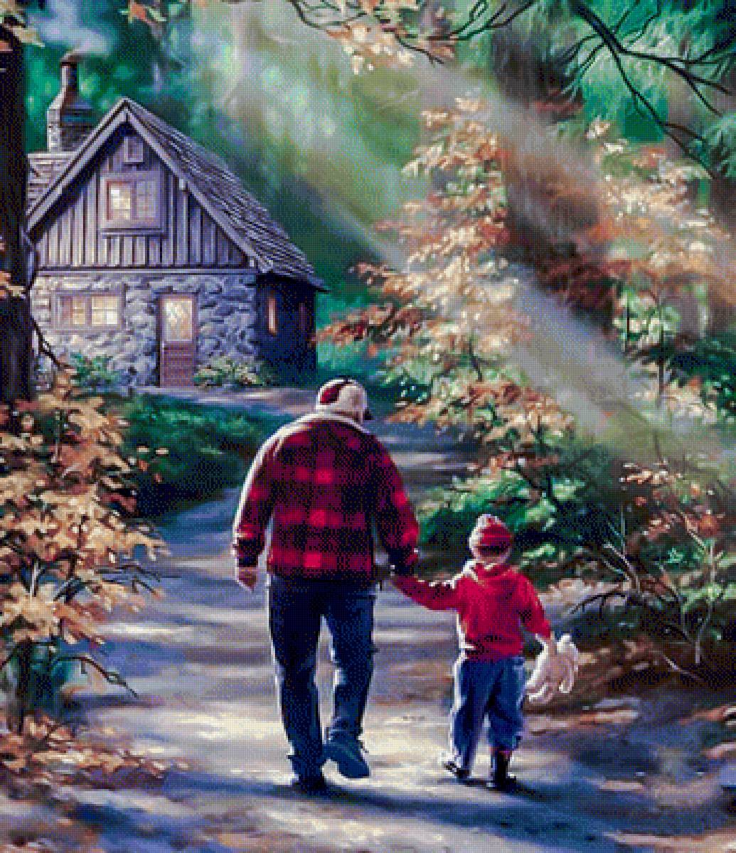 Path to the Cabin. - dona gelsinger paints.scenarys.people. - предпросмотр