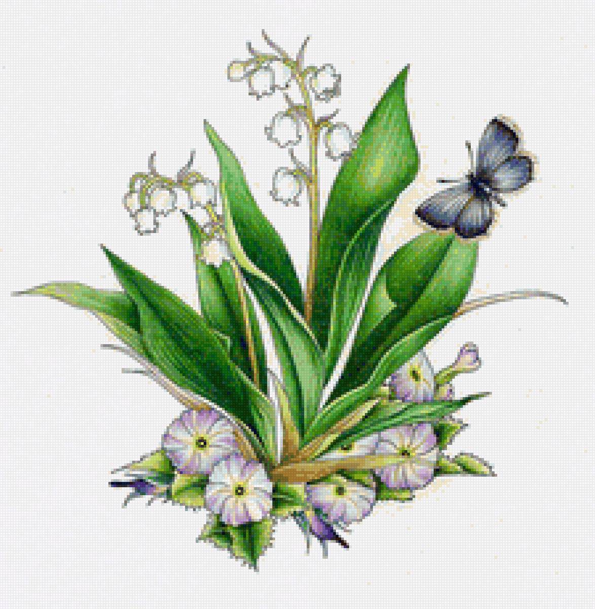 цветы - бабочка, ландыши, цветы - предпросмотр