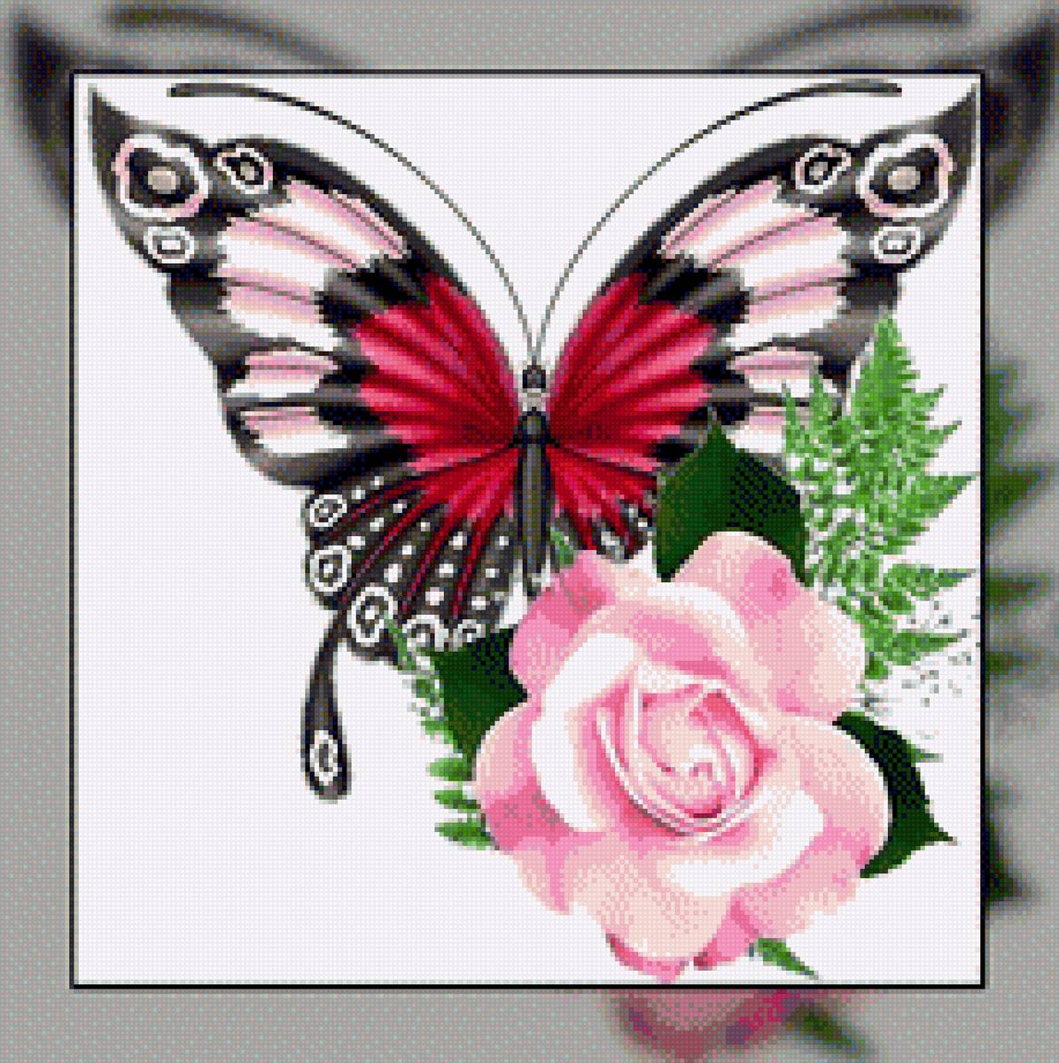 цветы - цветы, роза, бабочка - предпросмотр