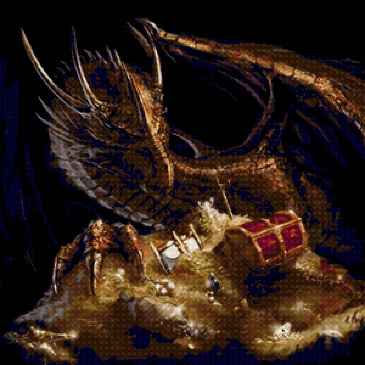 Дракон на золоте - золото, фентези, дракон - предпросмотр