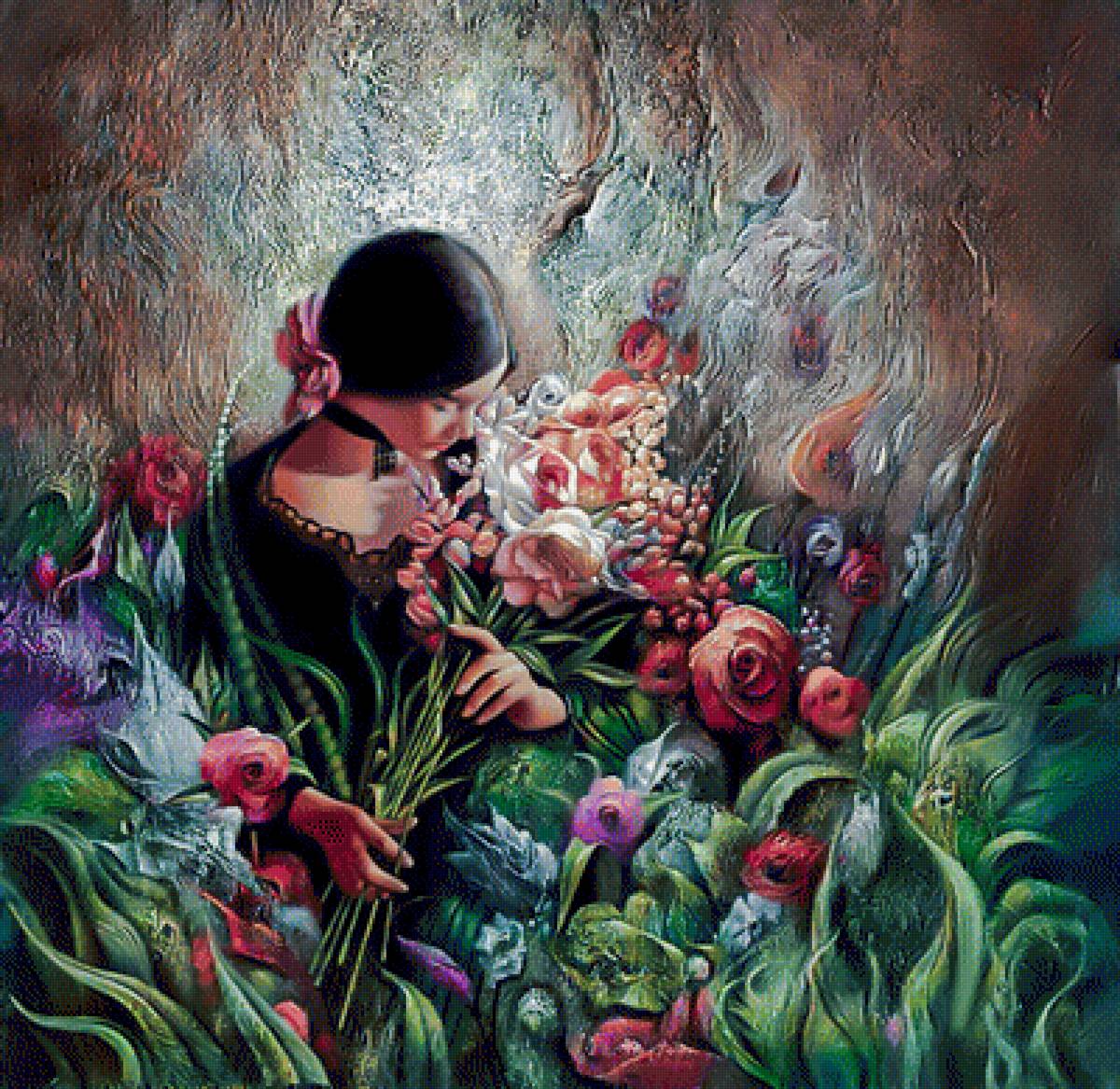 The Rose Garden. - lee boogle paints.ladies.flowers and gardens. - предпросмотр