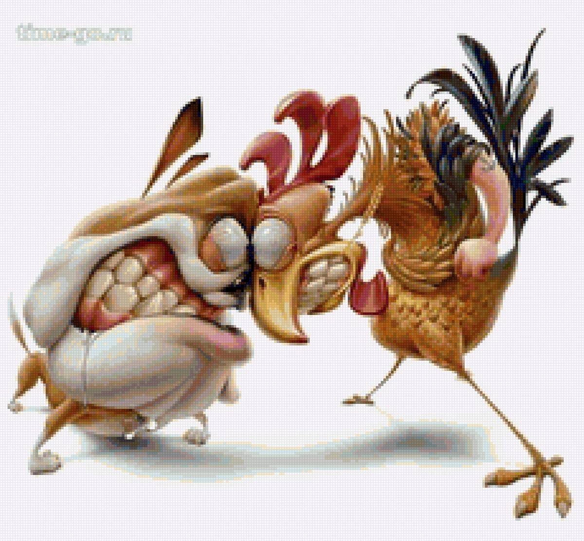 собака - петух, бульдог - предпросмотр