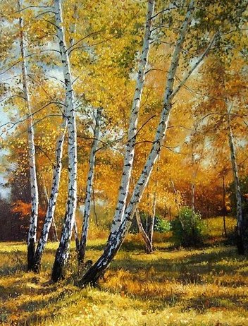 березки - пейзаж, осень, березы - оригинал