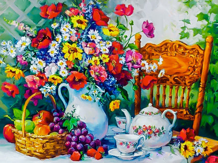 Time for Tea. - flowers and gardens. - оригинал