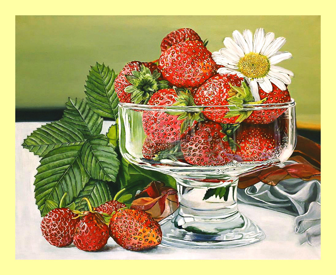 Серия "Натюрморты". - фрукты, натюрморт, цветы, ягоды, клубника - оригинал