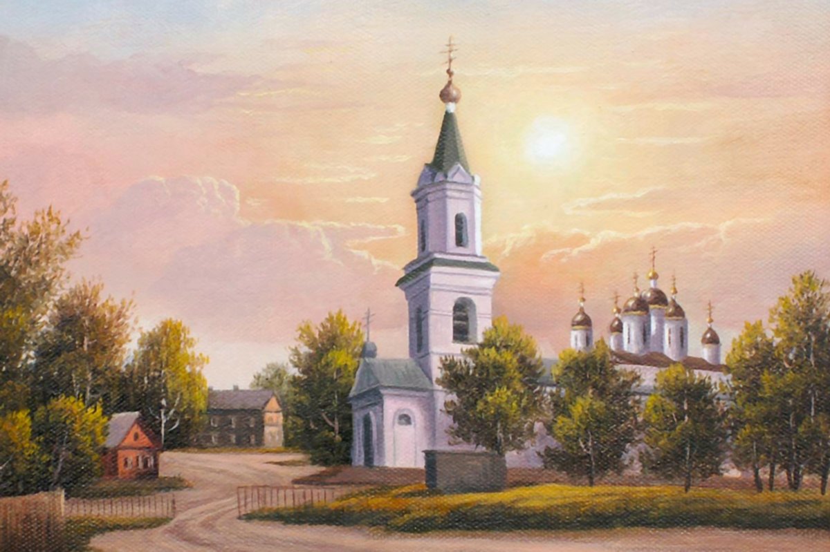 №1973652 - храм, церковь, деревья, закат, вечер - оригинал