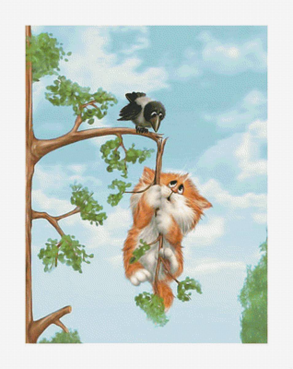 Котик. - котенок, детская, ворона, кот - предпросмотр