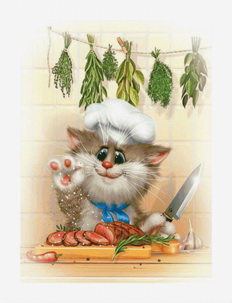Котик повар. - кот, детская, повар, кухня - предпросмотр