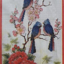 Схема вышивки «птички на ветке»