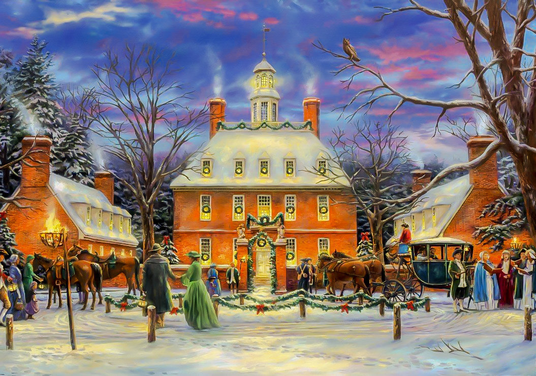 The Governor's Party. - chuck pinson painter.snowscenes.animals.people. - оригинал