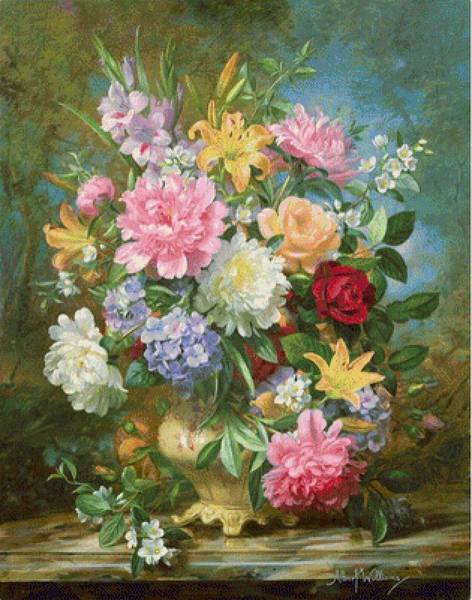 PEONIES AND MIXED FLOWERS - by williams, albert (1922-2010) - предпросмотр