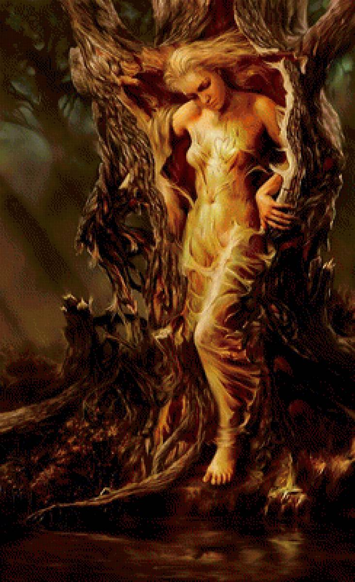 Рождение дриады - трансформация, девушка, дерево, рождение дриады, нимфа - предпросмотр