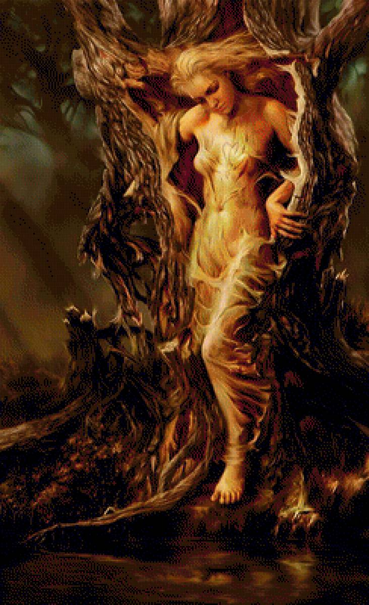 Рождение дриады - нимфа, девушка, дерево, трансформация, рождение дриады - предпросмотр