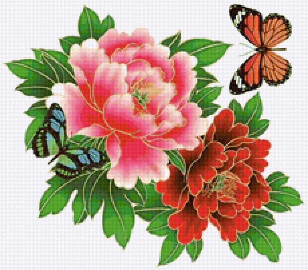 цветы - бабочки, розы - предпросмотр