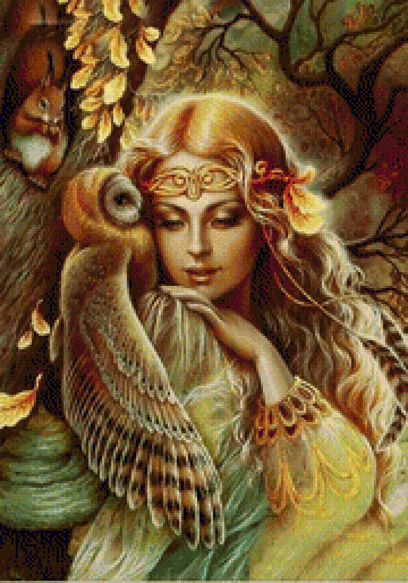 Девушка с совой - сова, девушка - предпросмотр