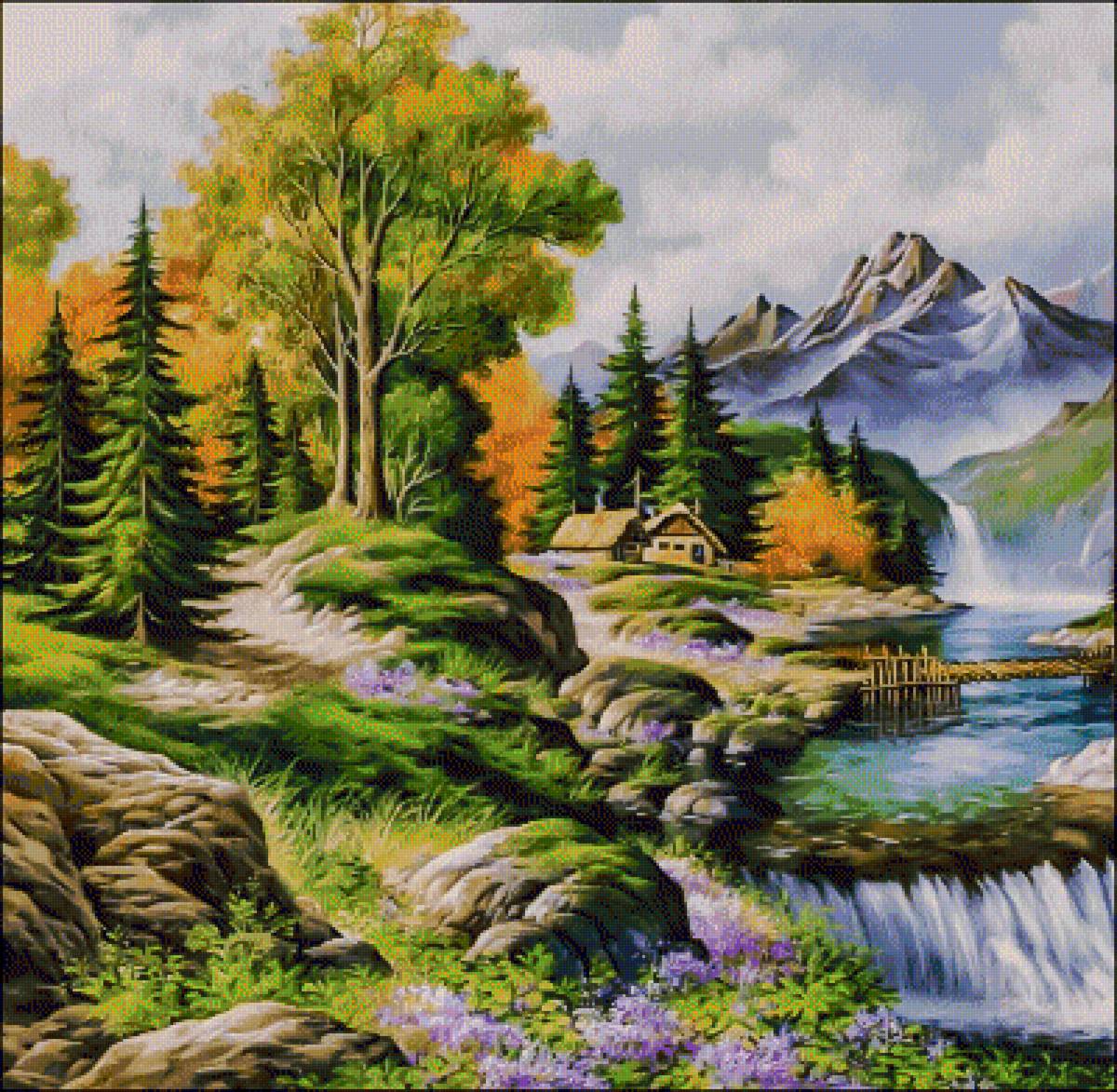 Bridge over the Stream. - ladscapes. - предпросмотр