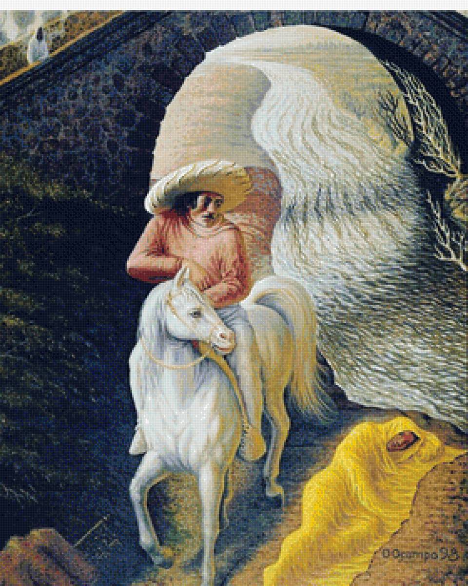 Старик и встадник - старик и всадник, портрет старца - предпросмотр