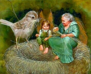 Феи и птичка - птичка гездо феи - оригинал